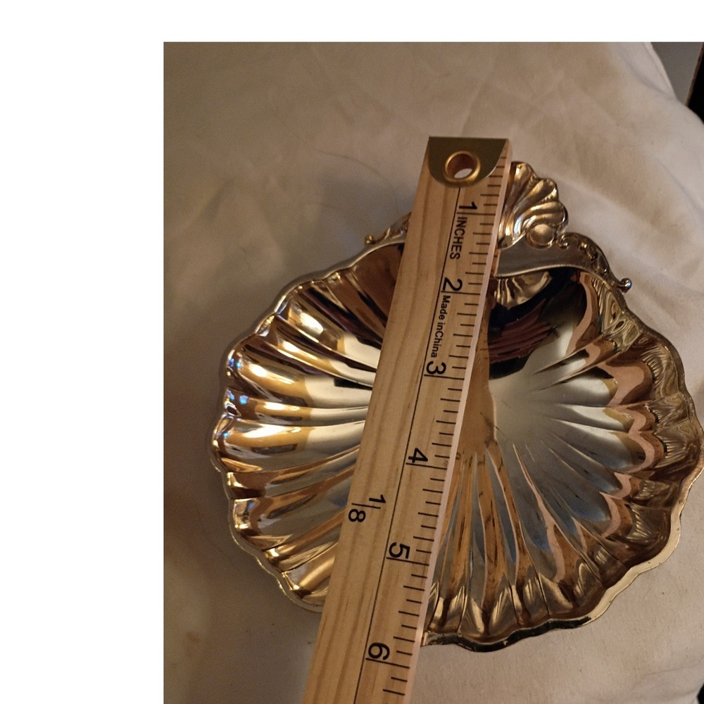 Leonard Silver Plated Shell Dish Vintage Footed Scalloped Catchall Tray Japan